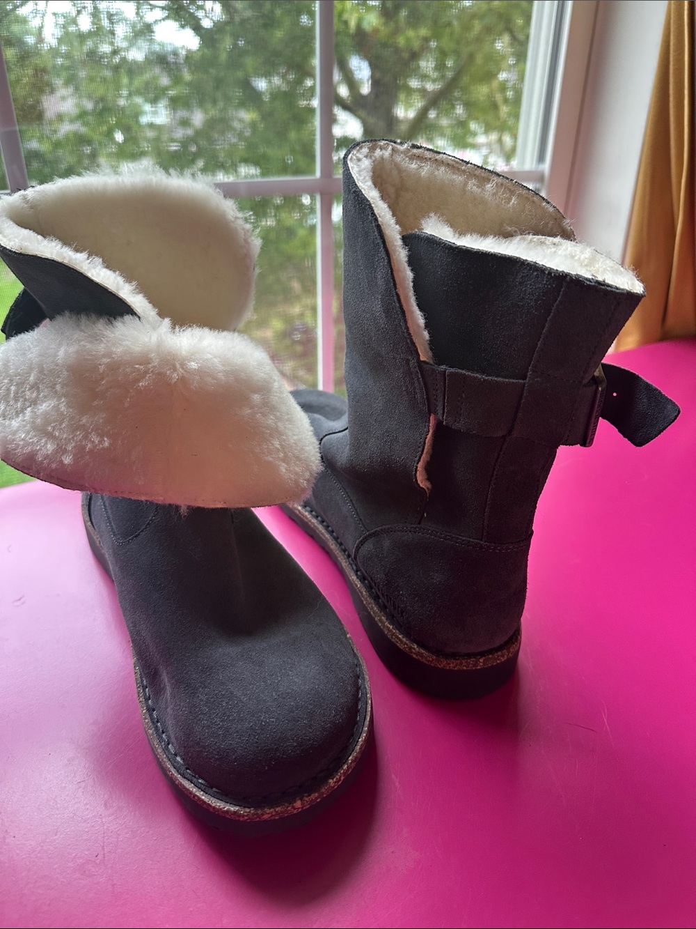 Birkenstock Dark Grey Suede Shearling-Lined Winter Boots - Picture 3 of 15